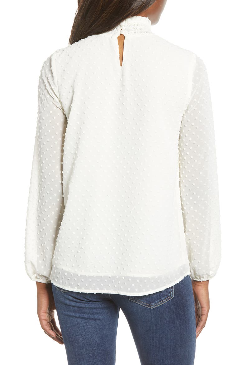 Gibson Victorian Long Sleeve Swiss Dot Blouse, Alternate, color, IVORY