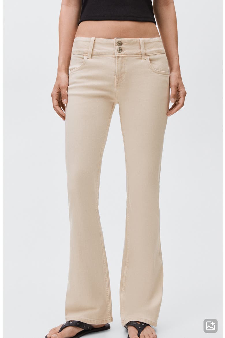 Low Rise Flare Jeans, Main, color, BEIGE