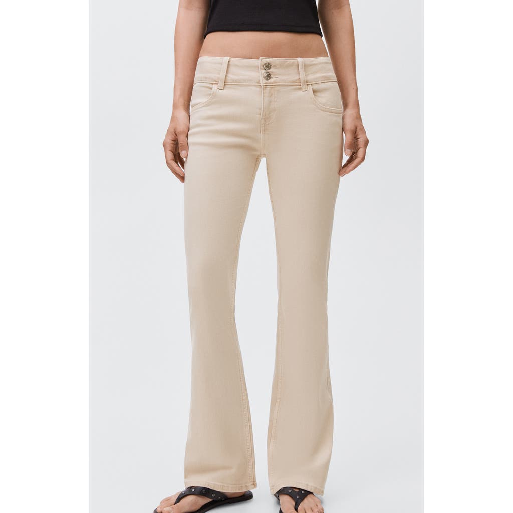 Mango Teen Low Rise Flare Jeans In Neutral