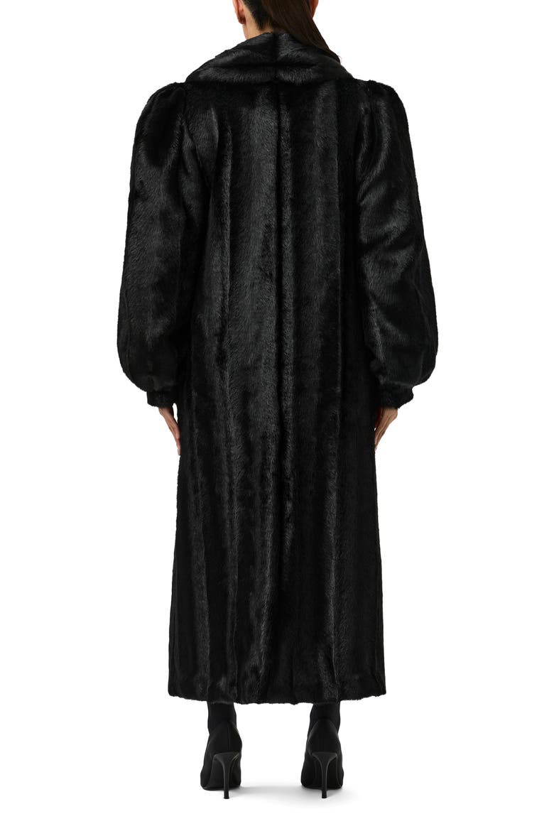 Longline Faux Fur Coat, Alternate, color, BLACK