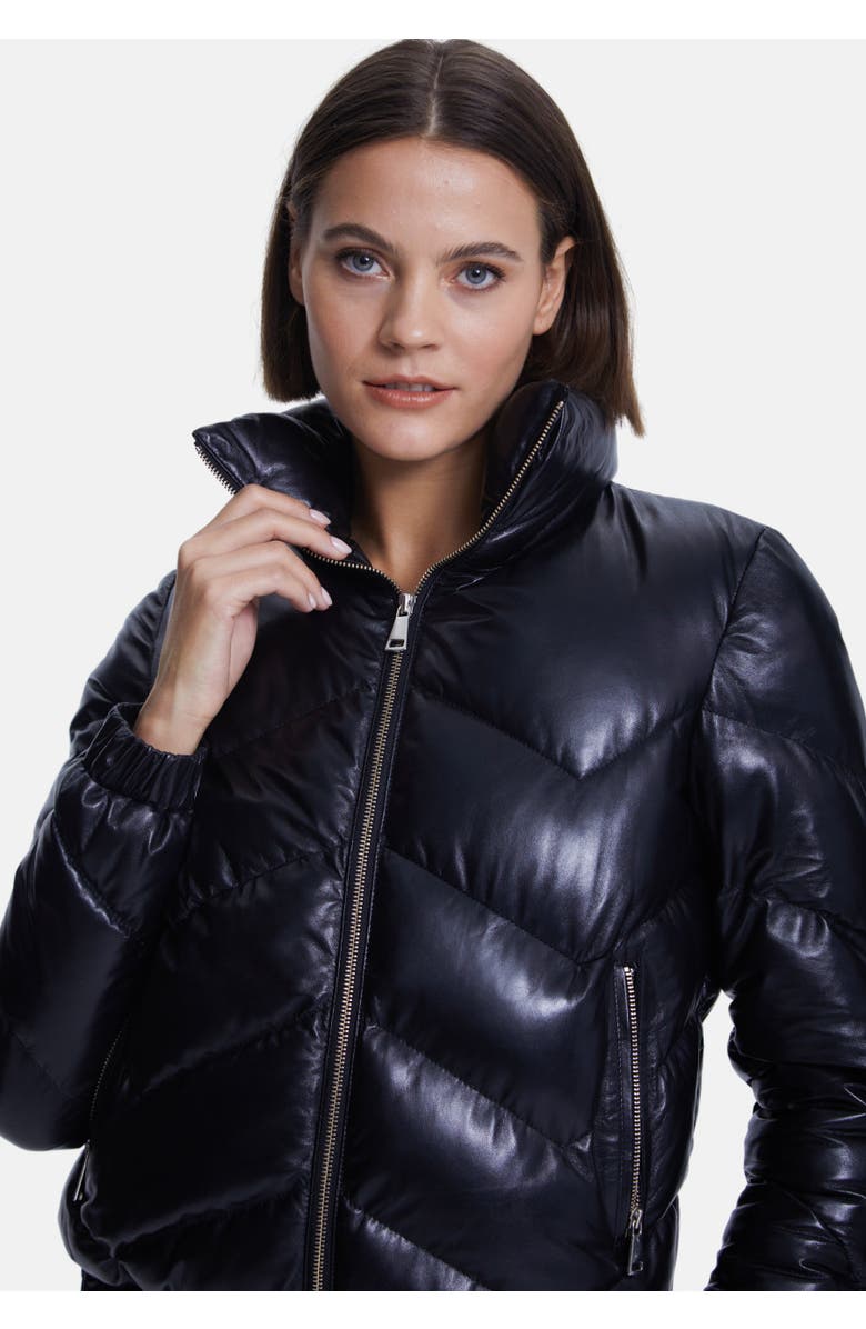 Furniq UK Octavia Leather Jacket, Alternate, color, Black