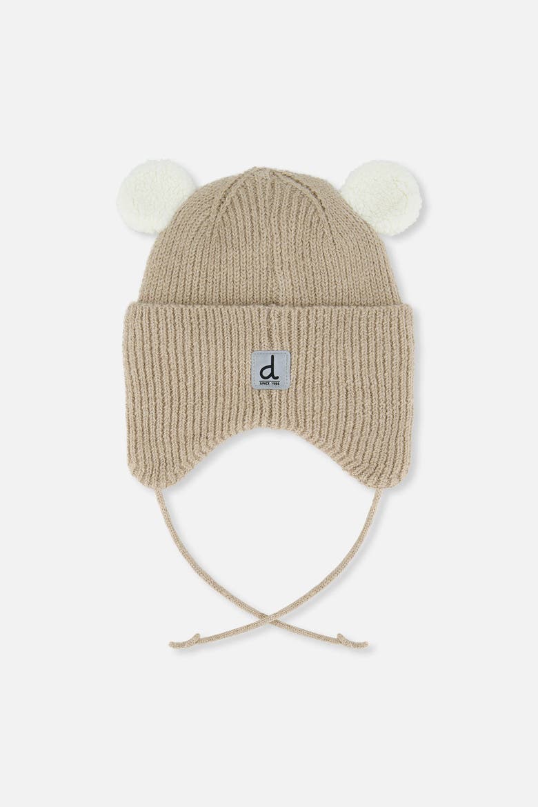 Winter Teddy Ears Fleece Lined Knit Hat with Chin Ties, Alternate, color, Light Taupe