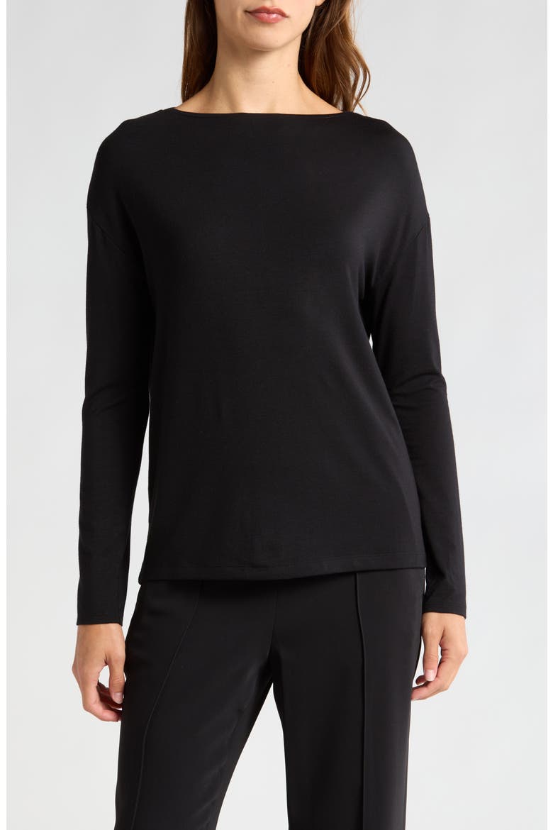 Long Sleeve Drop Shoulder Top, Main, color, BLACK