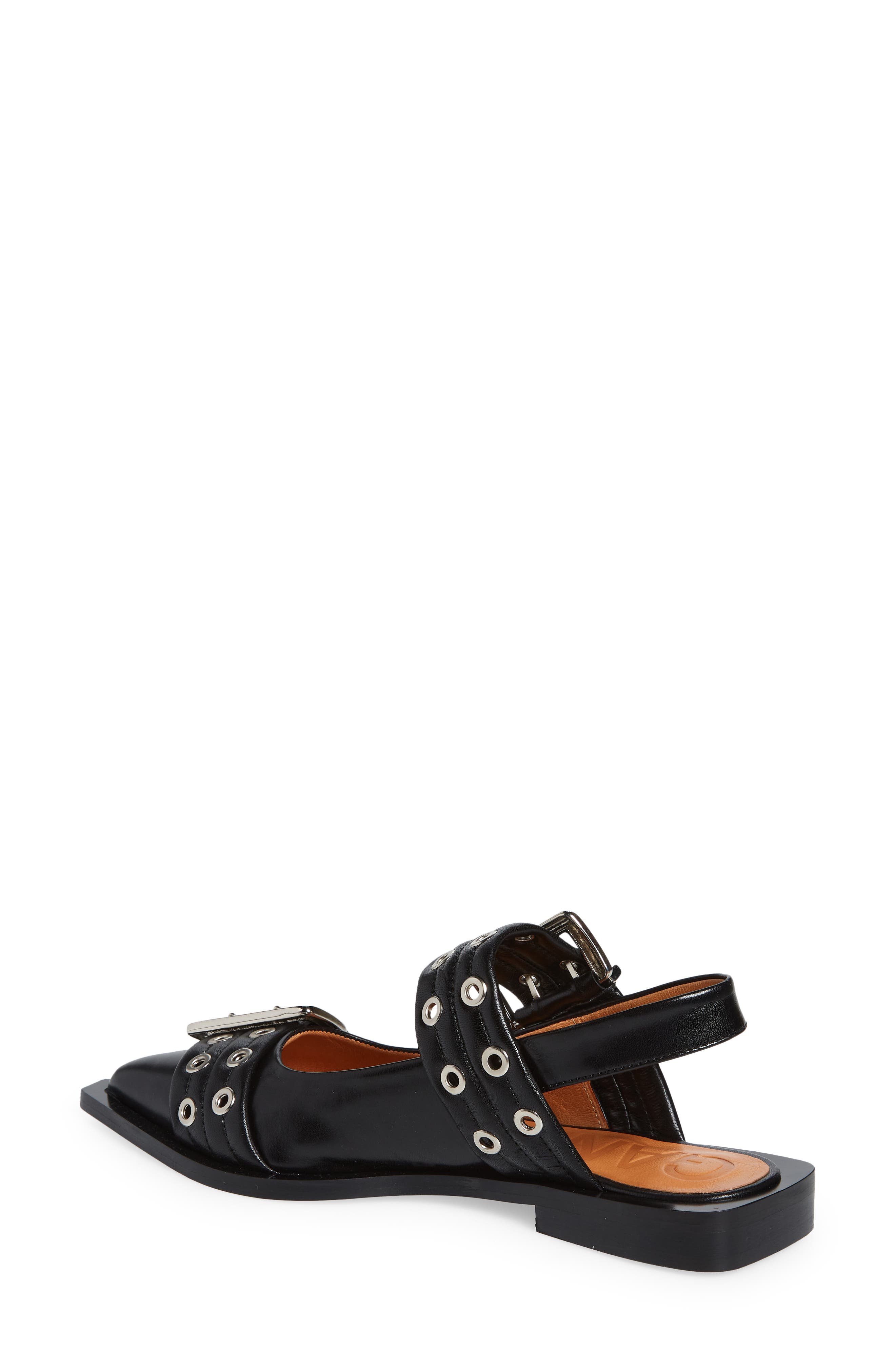 Buckle Ballerina Slingback Flat, Alternate, color, BLACK
