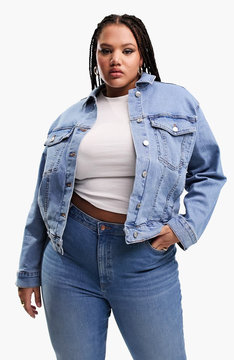 ASOS DESIGN Curve Western Denim Jacket, Main, color,