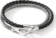 John Hardy Double Wrap, Silver, Leather, 4.5mm