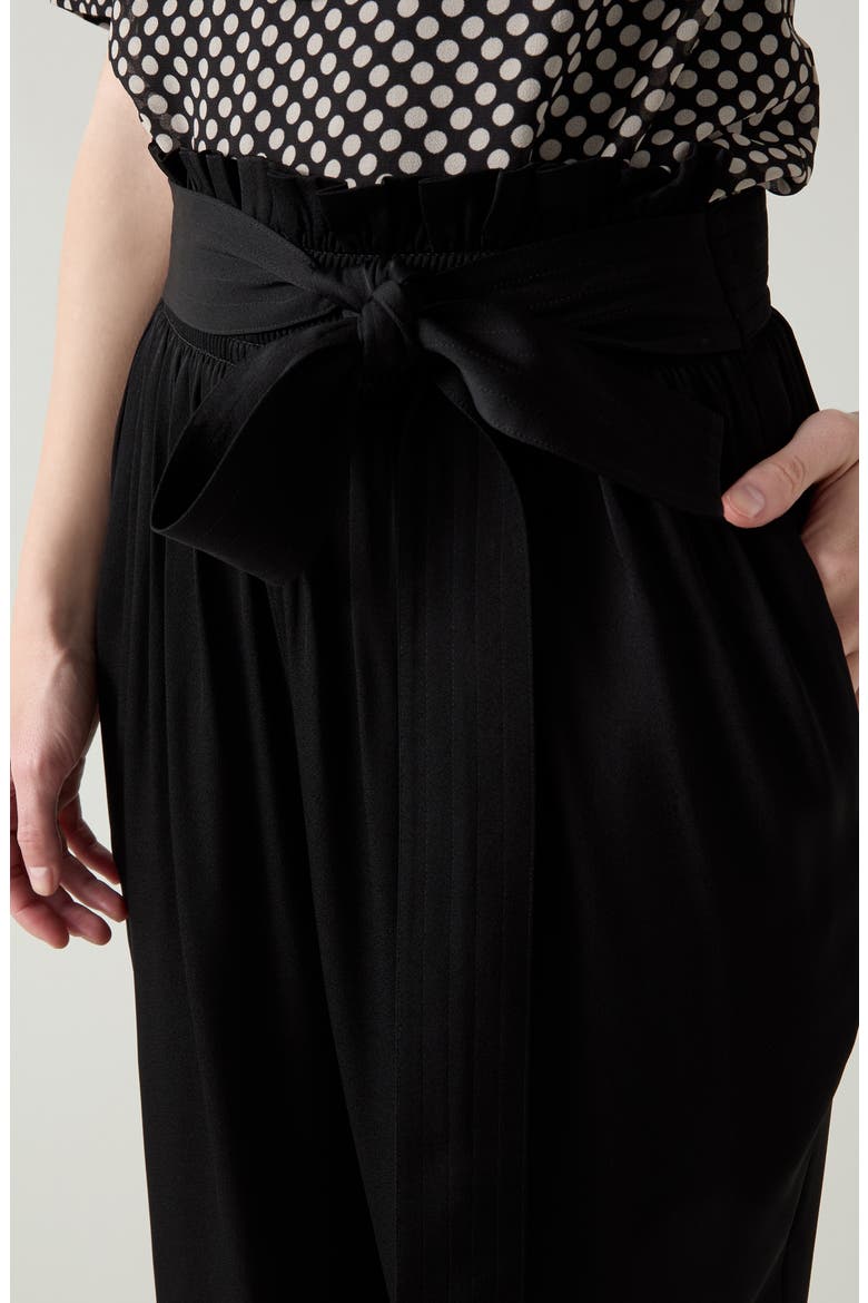 Coco Tie Waist Satin Crepe Straight Leg Pants, Alternate, color, BLACK