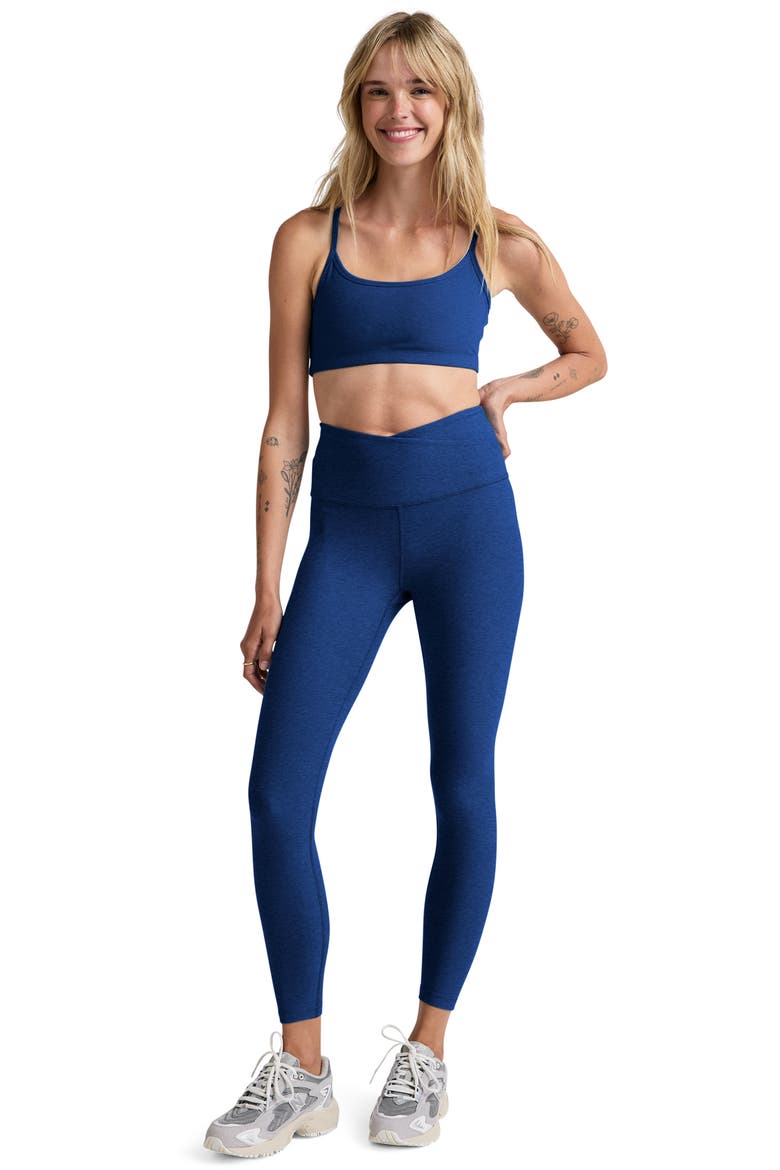 At Your Leisure Space Dye High Waist Midi Leggings, Alternate, color, MARINE BLUE HEATHER