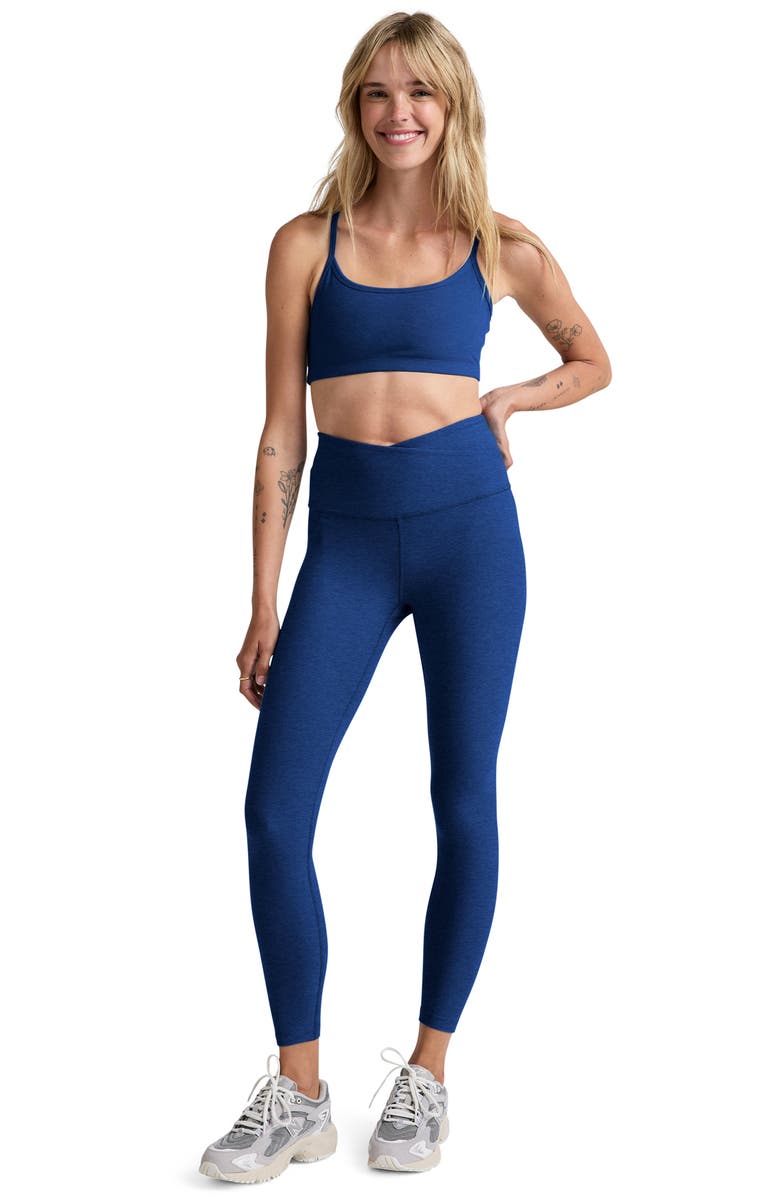 Beyond Yoga At Your Leisure Space Dye High Waist Midi Leggings, Alternate, color, Marine Blue Heather