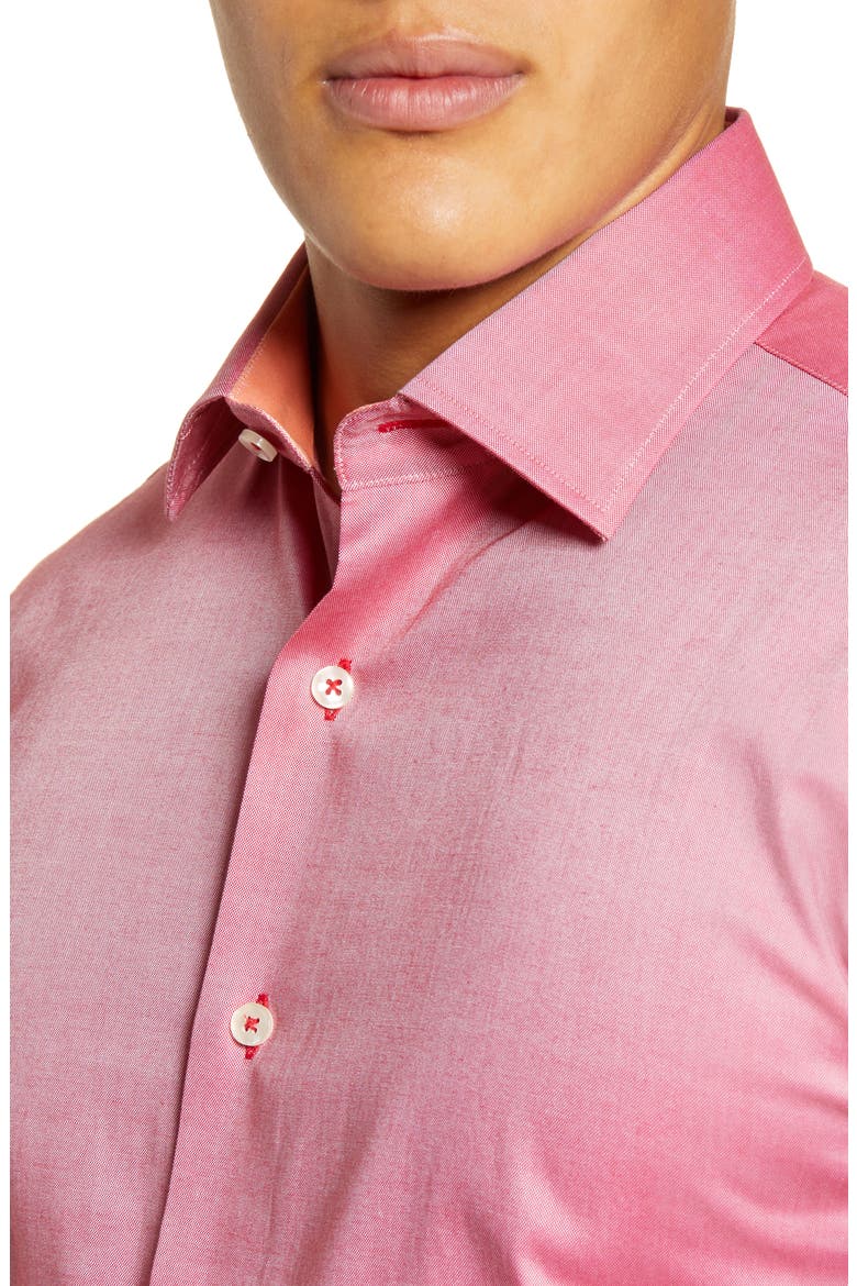 Trim Fit Stretch Solid Dress Shirt, Alternate, color, CARDINAL