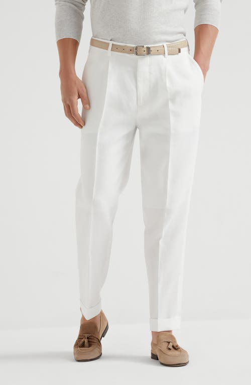 Brunello Cucinelli Pleat-detailing Linen Tapered Trousers In Panama