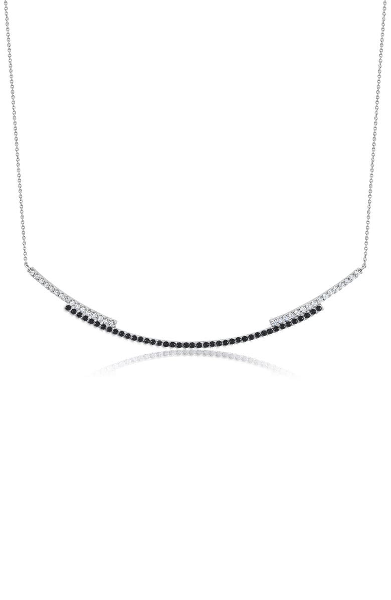 Crislu Cubic Zirconia Regal Long Bar Necklace, Main, color, Black