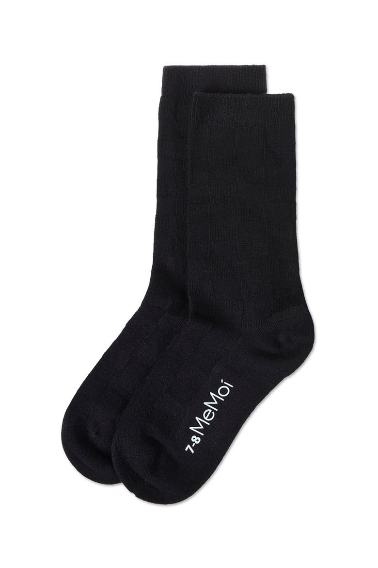 Checkerboard Crew Socks, Alternate, color, Black