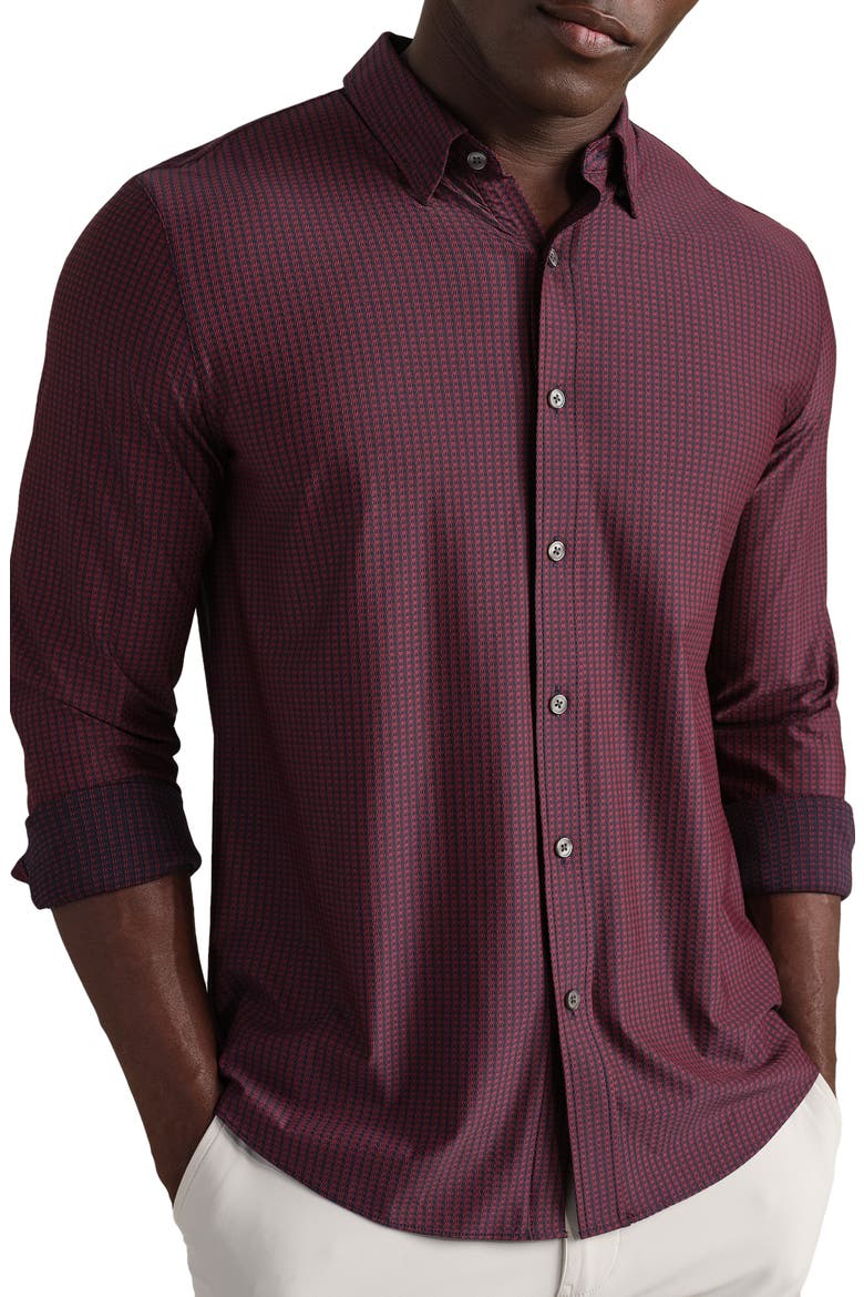 Commuter Slim Fit Performance Button-Up Shirt, Main, color, CINNAMON RED GINGHAM