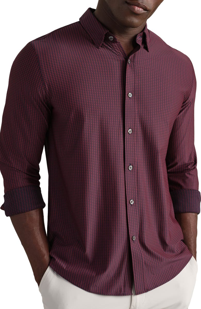 Rhone Commuter Slim Fit Performance Button-Up Shirt, Main, color, Cinnamon Red Gingham