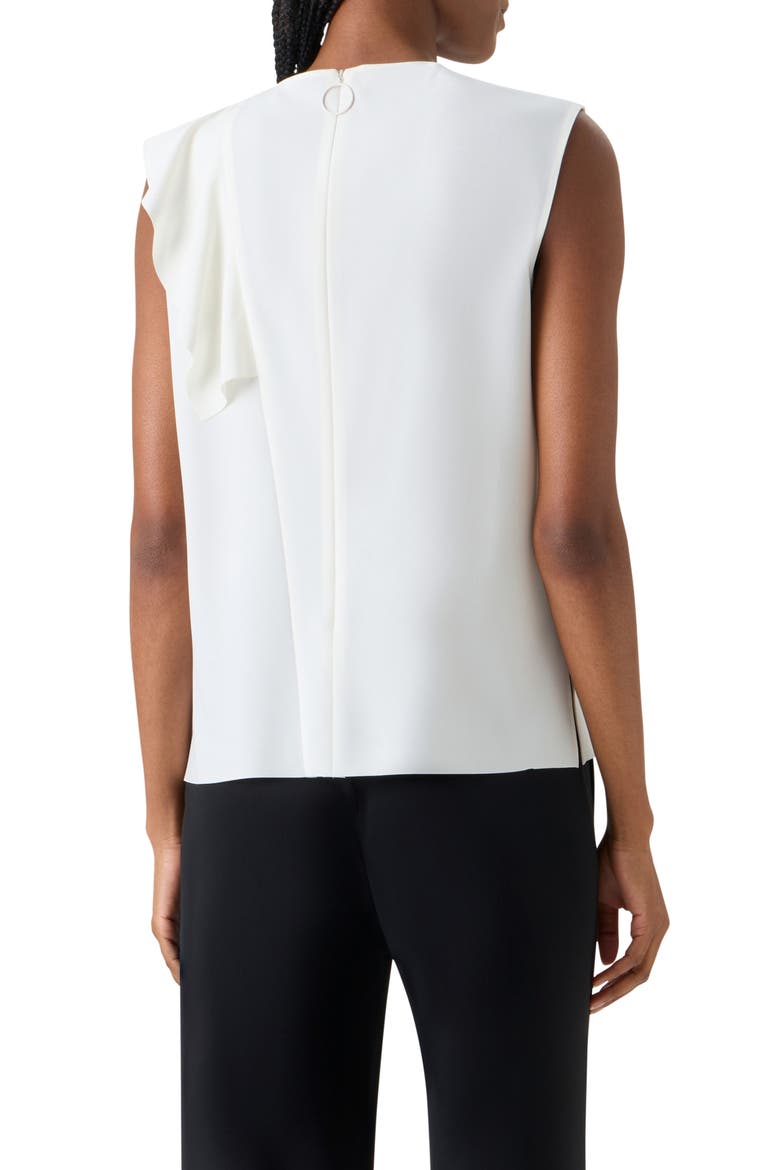 Asymmetric Ruffle Laser Cut Crepe Top, Alternate, color, CREAM