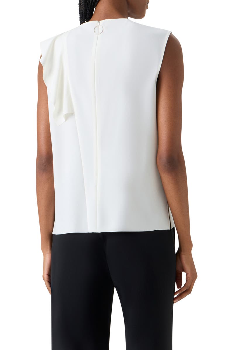 Akris punto Asymmetric Ruffle Laser Cut Crepe Top, Alternate, color, Cream
