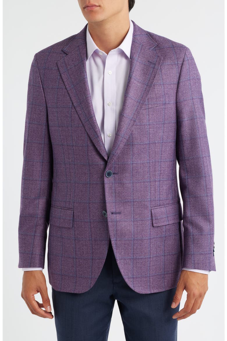 Hyperlight Soft Purple Shadow Check Wool Sport Coat, Alternate, color, PURPLE