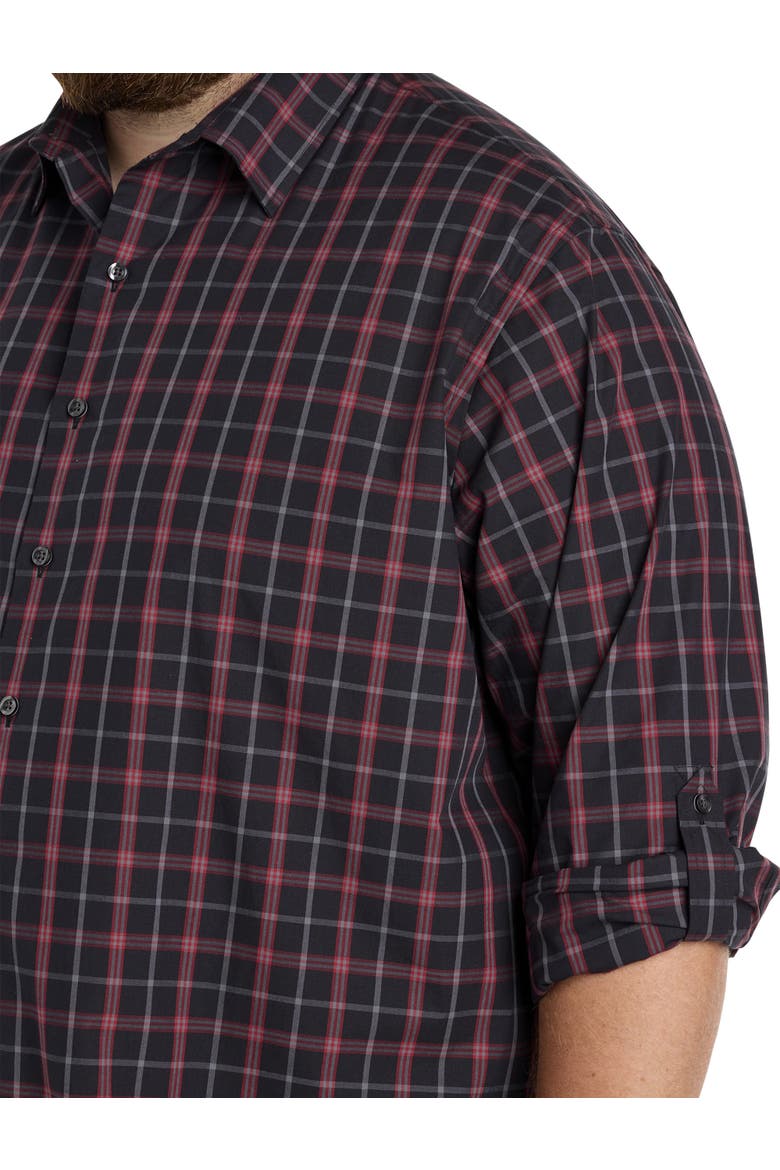 Big & Tall Plaid Sport Shirt, Alternate, color, BLACK RED