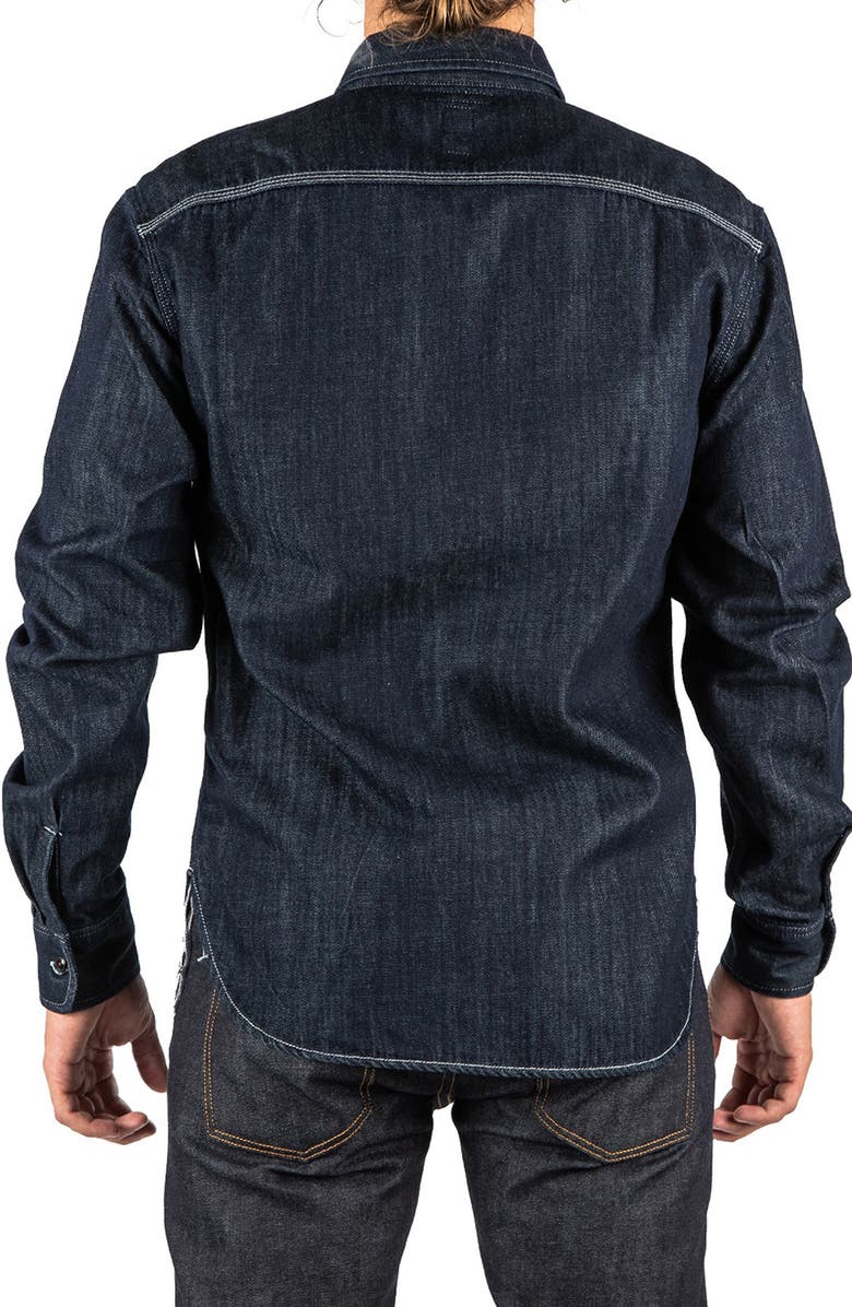 HIROSHI KATO The Brace Denim Button-Up Shirt, Alternate, color, Indigo