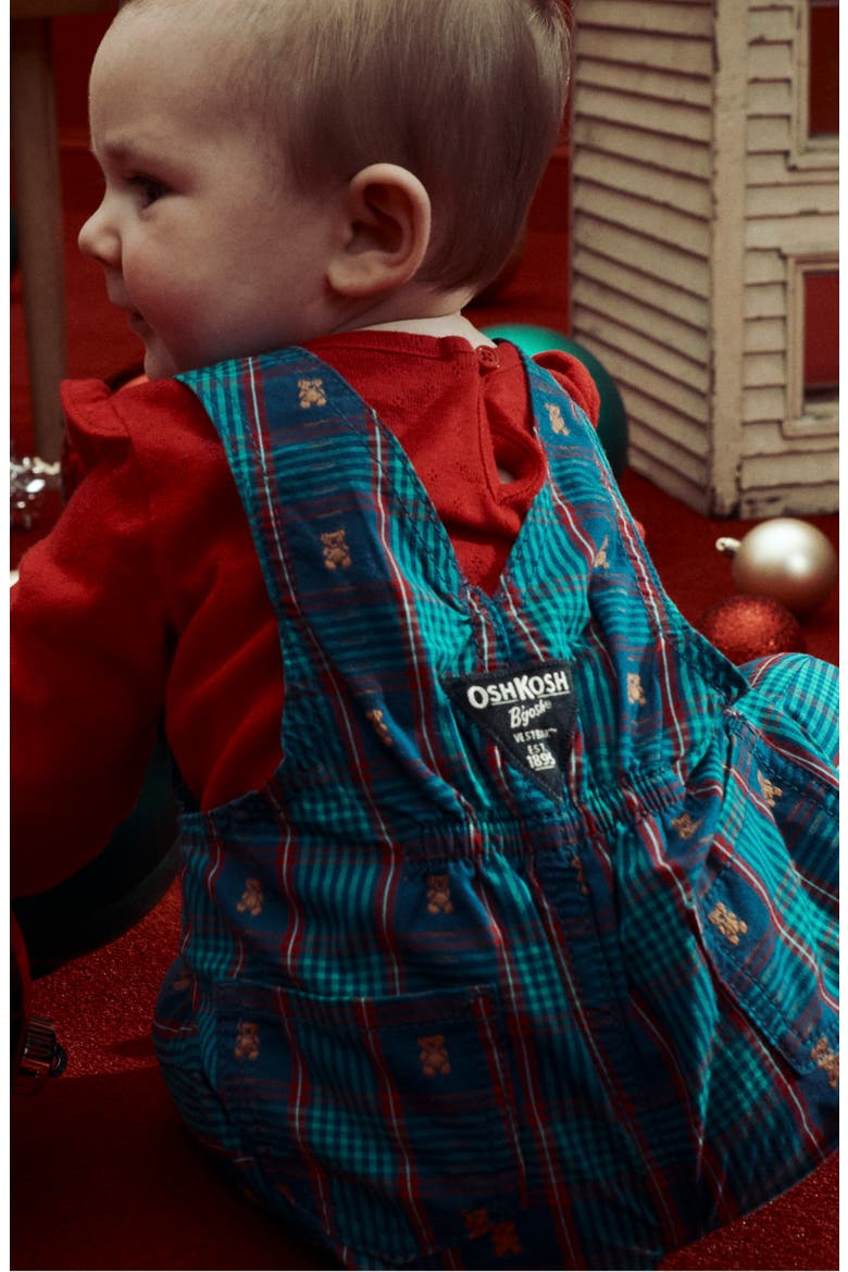 Plaid Cotton Overalls, Alternate, color, BLUE PLAID OVERALL