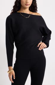 Open Edit Softluxe Off the Shoulder Sweater