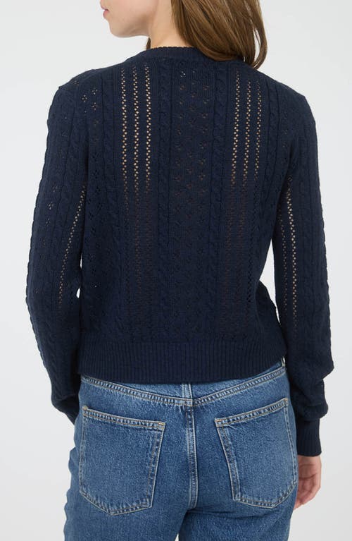 Blu Pepper Pointelle Cardigan In Blue