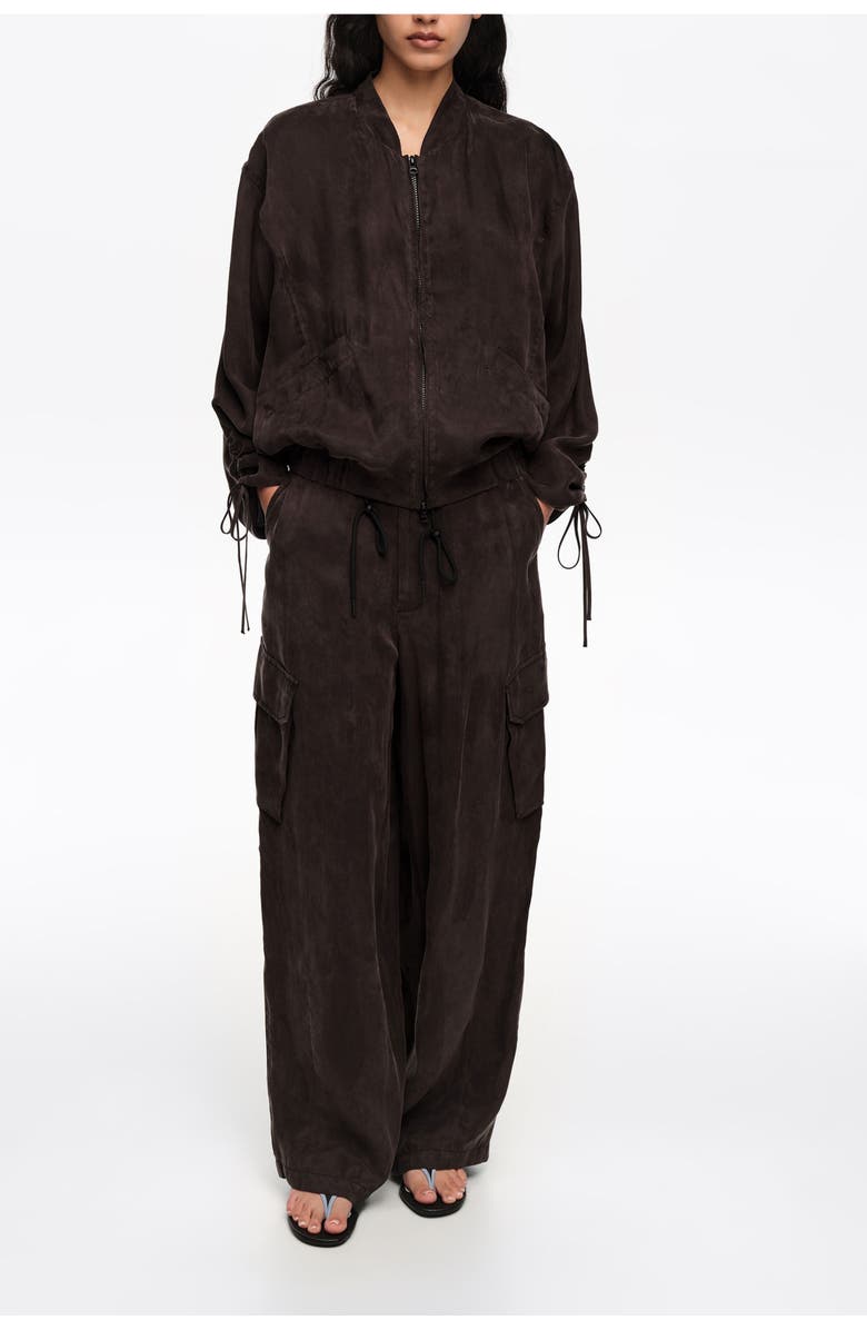 Bimba y Lola Washed Fluid Bomber Jacket, Main, color, Washed Black