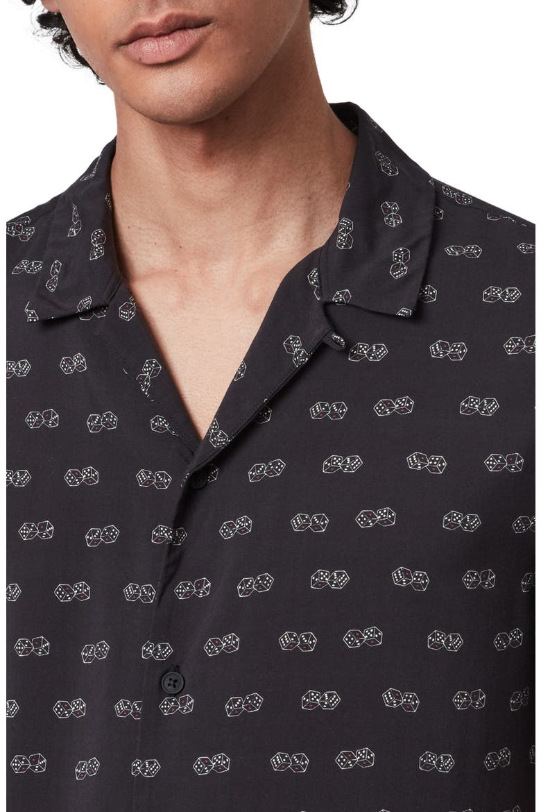Snakeyes Slim Fit Short Sleeve Button-Up Camp Shirt, Alternate, color, BLACK
