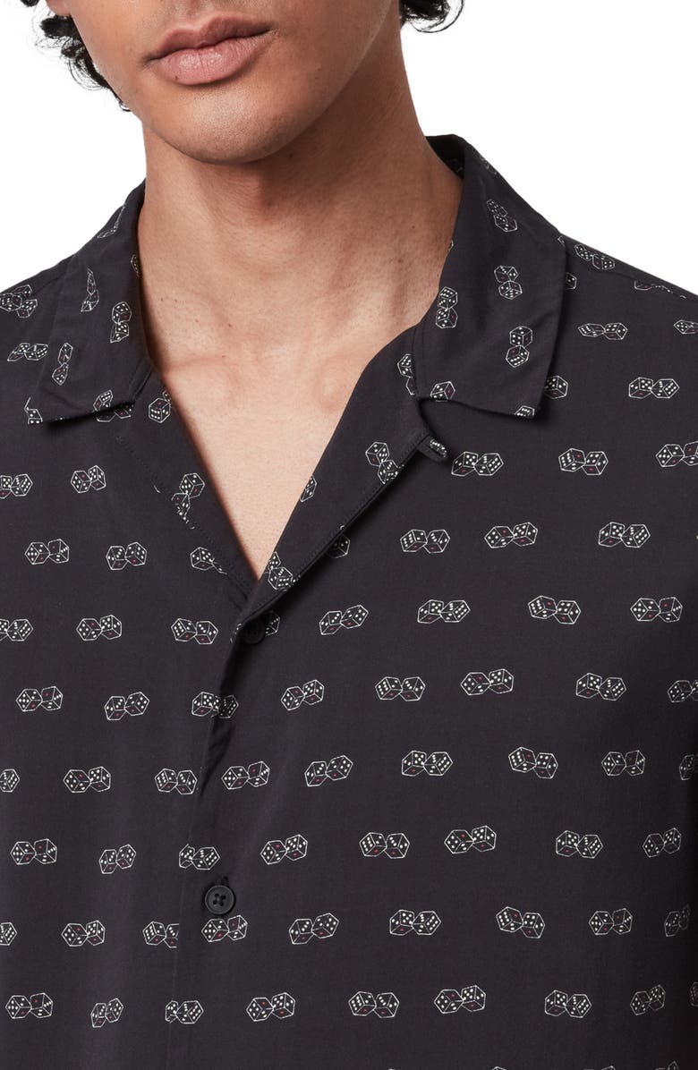 AllSaints Snakeyes Slim Fit Short Sleeve Button-Up Camp Shirt, Alternate, color, 