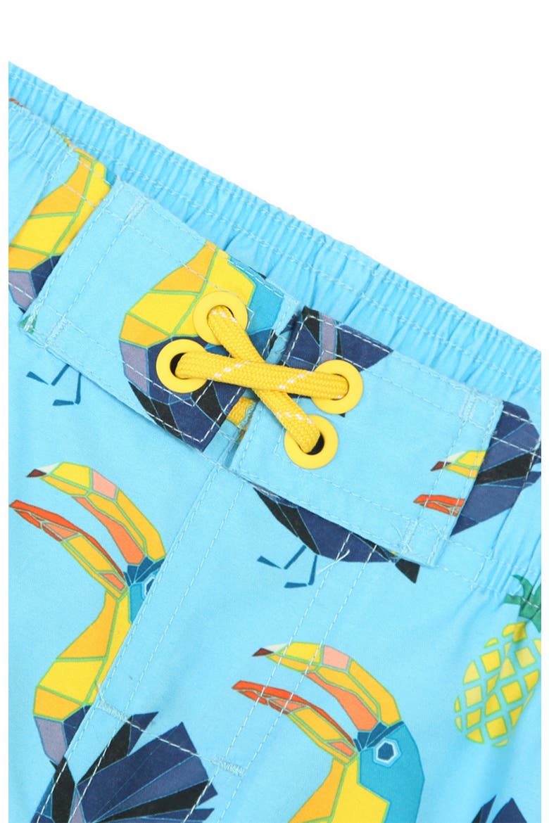 Kid's Swim Trunks with Mesh Lining and UPF 50+, Alternate, color, Geometric bird