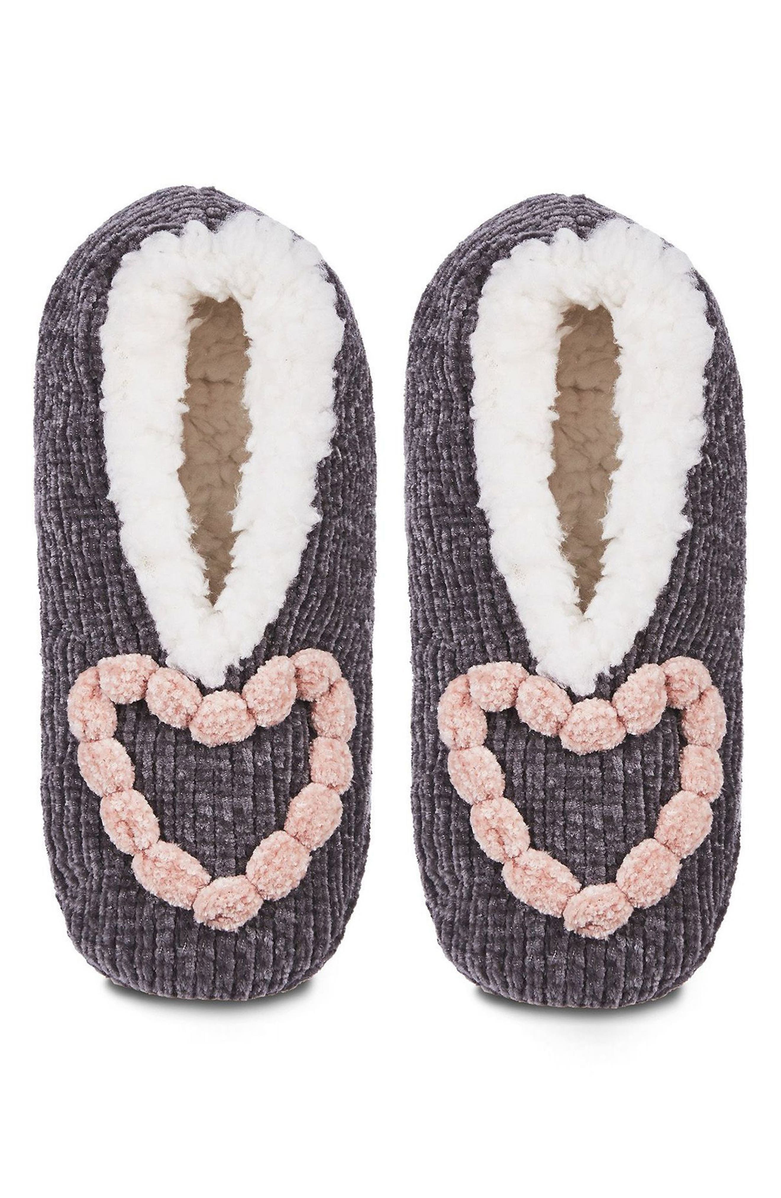 Cozy Heart Chenille Slipper Socks, Alternate, color, GRAY