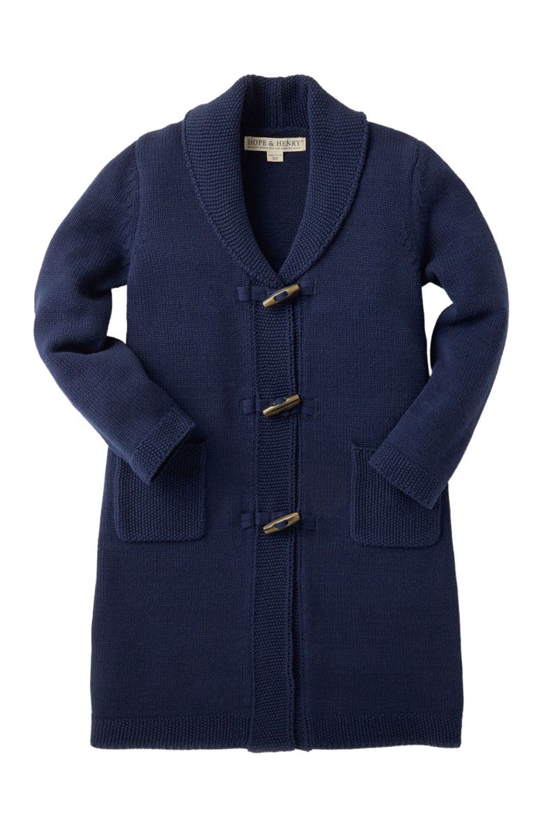 Hope & Henry Baby Girls' Tunic Cardigan with Shawl Collar, Infant, Main, color, Blue