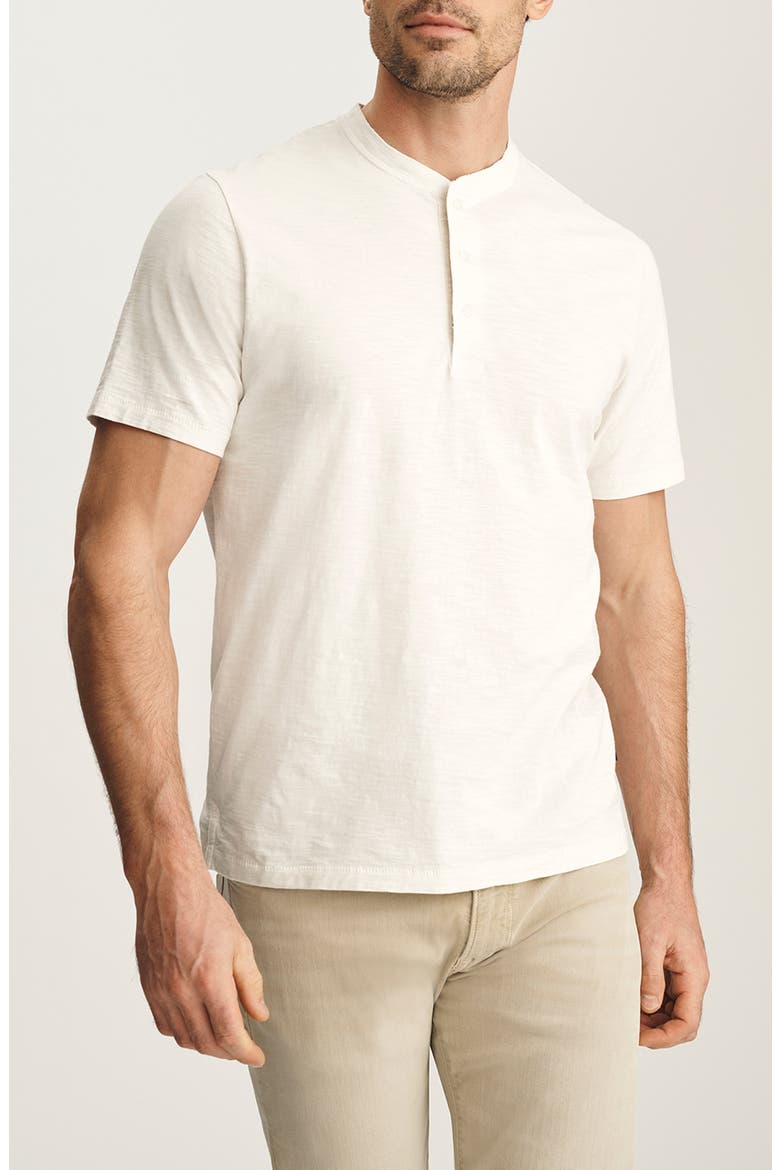 Short Sleve Slub Cotton Henley, Main, color, ANTIQUE WHITE