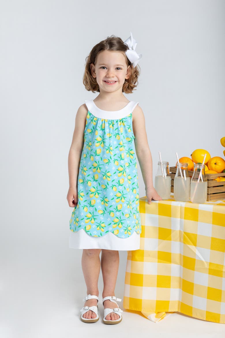 Lemon Print Dress, Alternate, color, Blue / Yellow