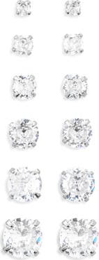 BP. Set of 6 Cubic Zirconia Stud Earrings
