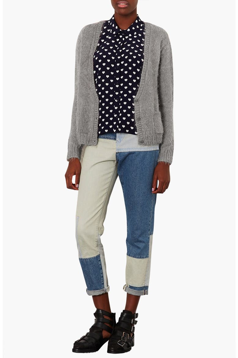 Heart Print Shirt, Alternate, color, NAVY BLUE