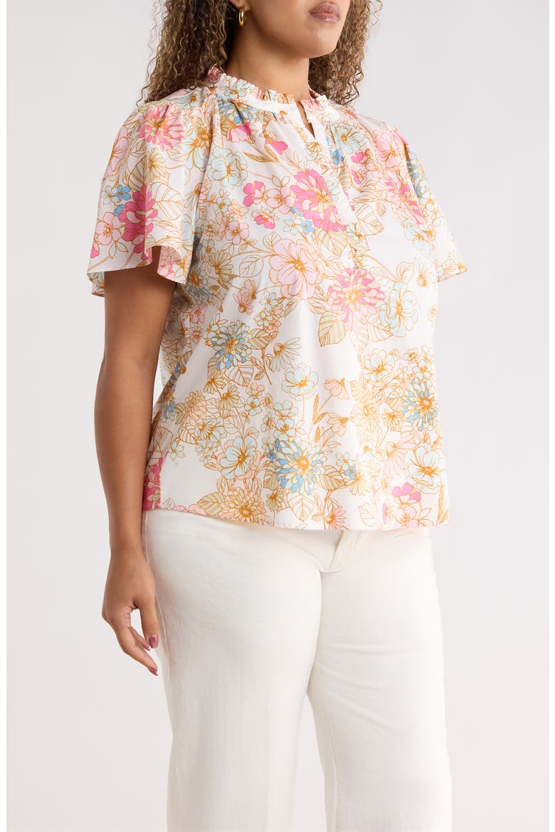 Day Lily Floral Ruffle Top, Alternate, color, OFF-WHITE-MULTI