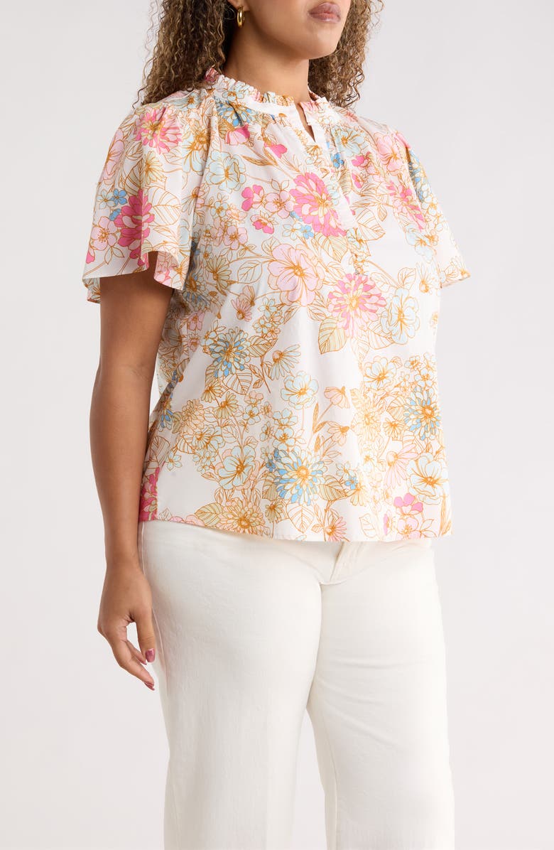 SUGARLIPS Day Lily Floral Ruffle Top, Alternate, color, Off-White-Multi