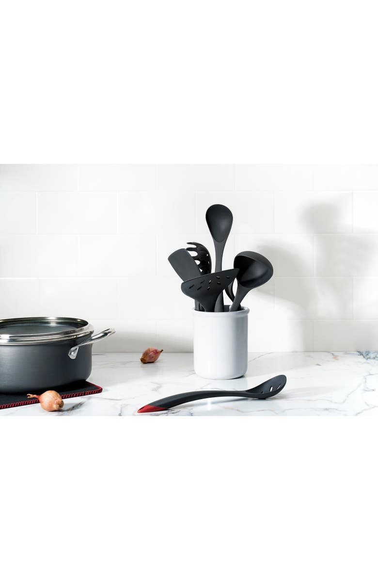 CUISIPRO Fiberglass Slotted Spoon, Alternate, color, Black