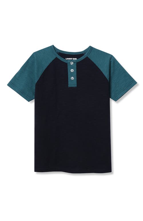 Lands' End Boys Short Sleeve Henley T-shirt In Blue