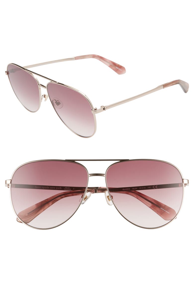 Kate Spade New York isla 61mm aviator sunglasses, Main, color, 