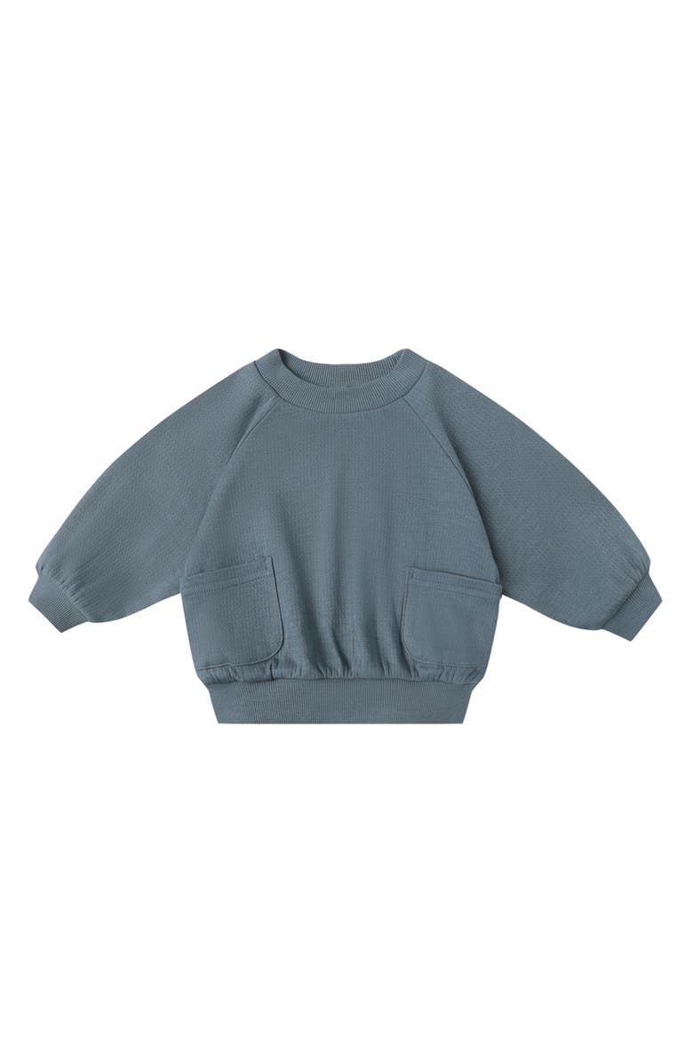 QUINCY MAE Pointelle Organic Cotton Pocket Sweatshirt, Main, color, Ocean