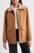 Sam Edelman Relaxed Bomber Jacket with Faux Shearling Collar