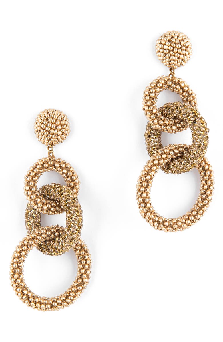 Deepa Gurnani Sienna Embellished Drop Earrings, Main, color, Gold