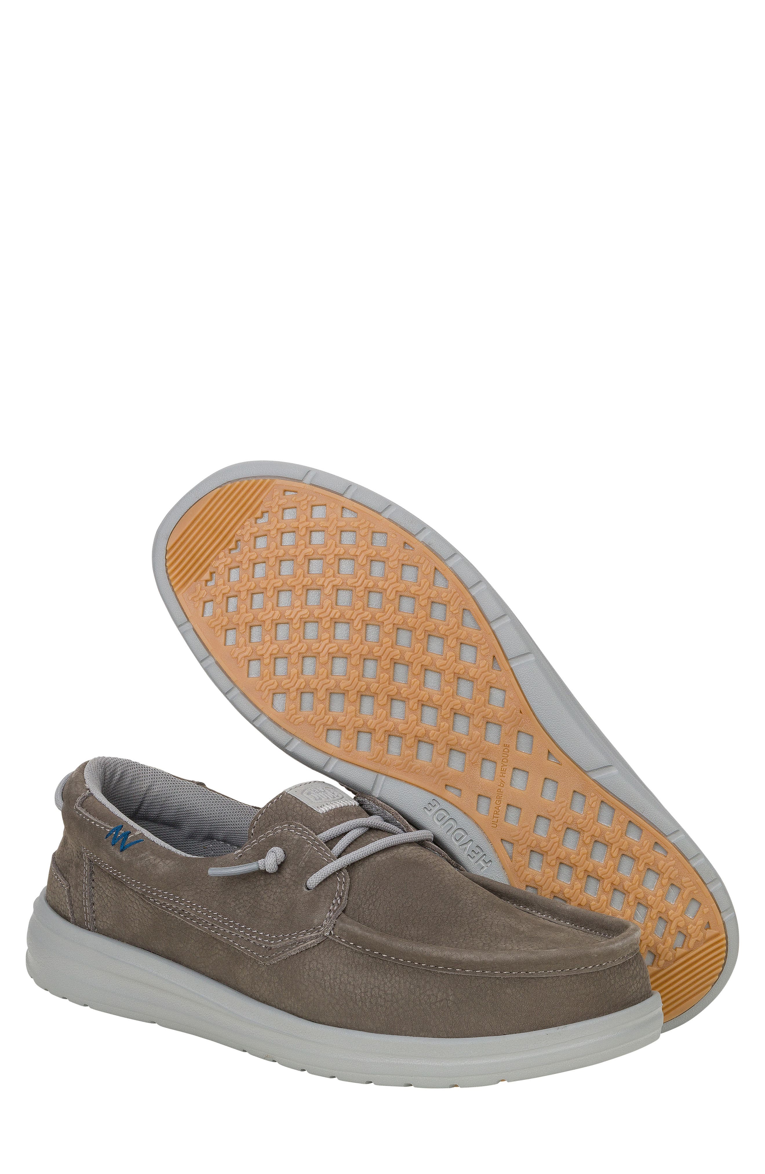 Hey Dude Welsh Grip Craft Leather Slip-On, Alternate, color, Grey