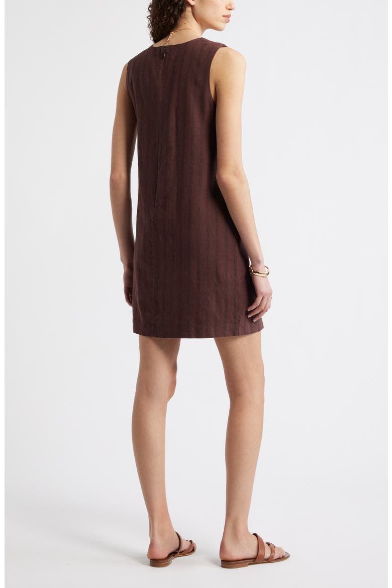 Sleeveless Linen Blend Minidress, Alternate, color, BROWN- BLACK SONJAY STRIPE