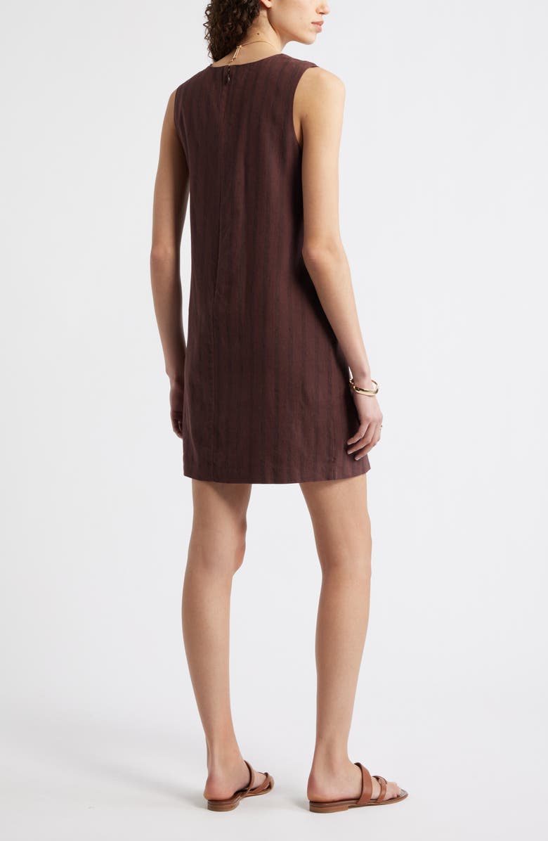 Nordstrom Linen Blend Stripe Shift Dress, Alternate, color, Brown- Black Sonjay Stripe