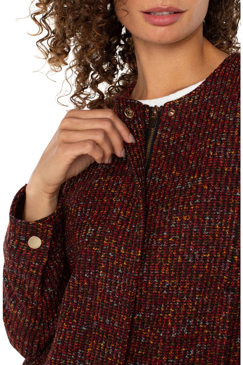 Collarless Bouclé Knit Jacket, Alternate, color, BORDEAUX MULTI
