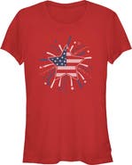 Lost Gods Junior's Lost Gods American Star Flag Fireworks  Graphic T-Shirt